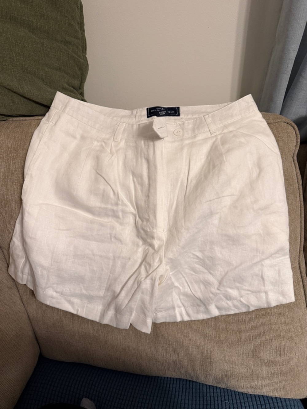 Kiel James Patrick White Linen Shorts